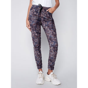 PRINTED SUEDE CRINKLE JOGGER-Bottoms-CHARLIE B-XSMALL-PAISLEY-Coriander