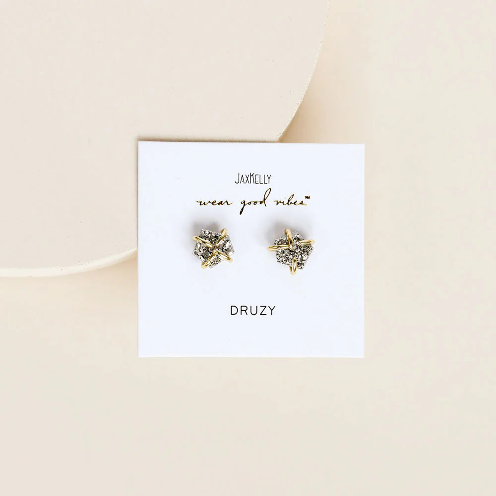 PRONG EARRING | SILVER DRUZY-Jewellery-JAX KELLY-Coriander