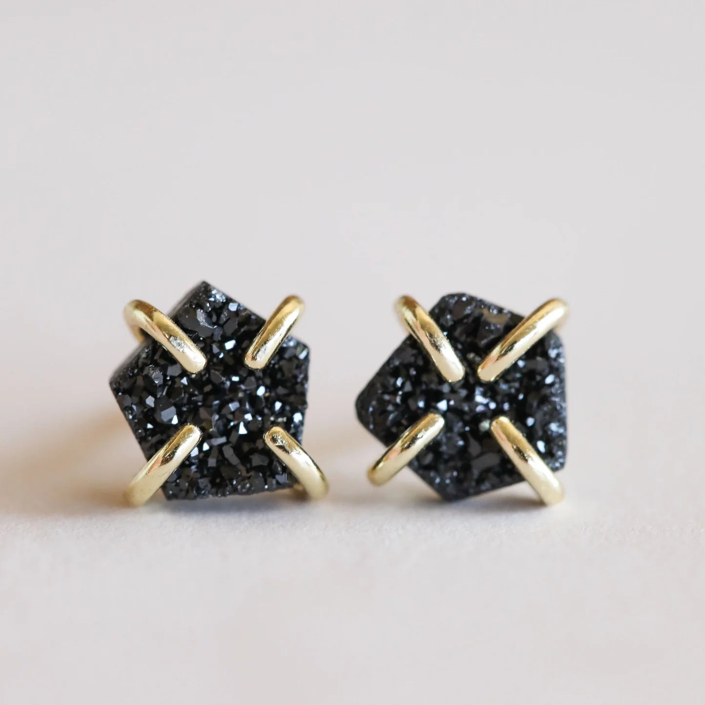 PRONG EARRINGS | BLACK DRUZY-Jewellery-JAX KELLY-Coriander