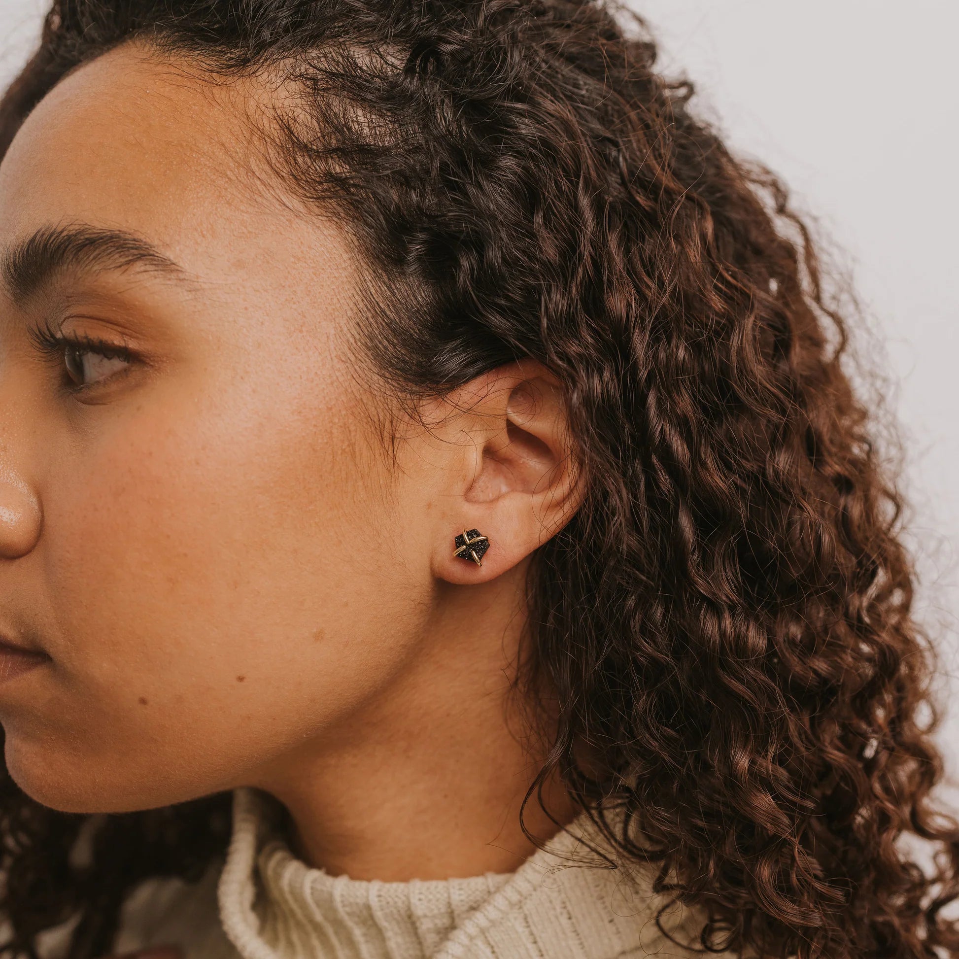 PRONG EARRINGS | BLACK DRUZY-Jewellery-JAX KELLY-Coriander