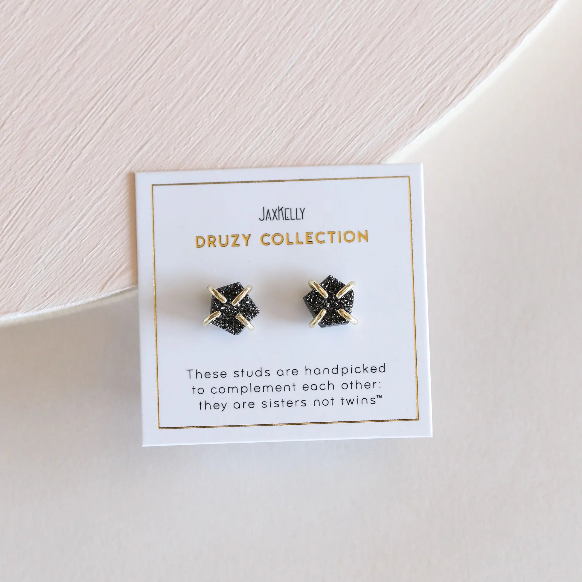 PRONG EARRINGS | BLACK DRUZY-Jewellery-JAX KELLY-Coriander
