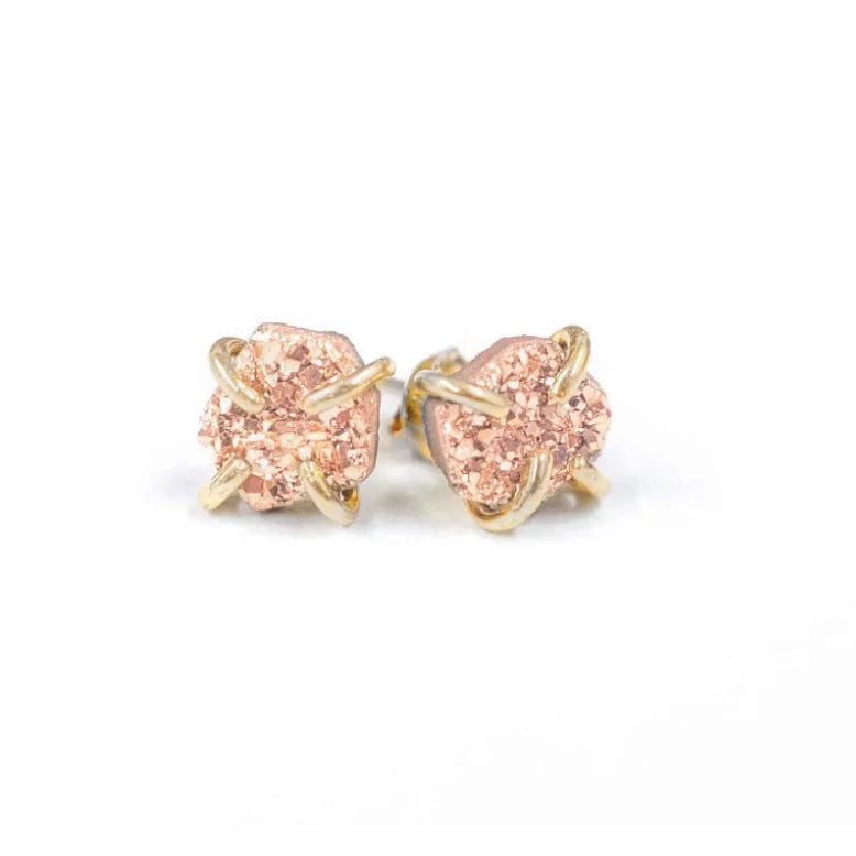 PRONG EARRINGS | ROSE GOLD DRUZY-Jewellery-JAX KELLY-Coriander