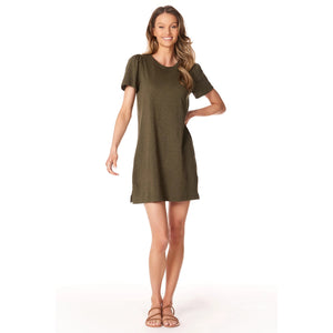 PUFF SLEEVE T-SHIRT DRESS-Dresses-BOBI-Coriander