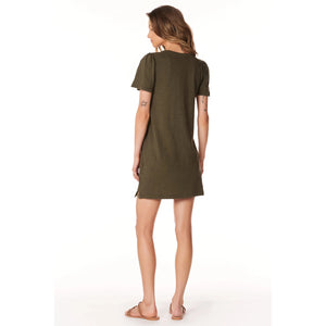 PUFF SLEEVE T-SHIRT DRESS-Dresses-BOBI-Coriander