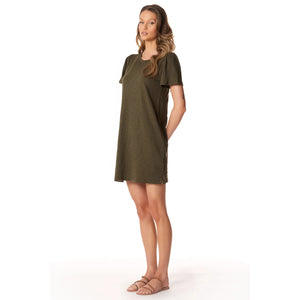 PUFF SLEEVE T-SHIRT DRESS-Dresses-BOBI-Coriander