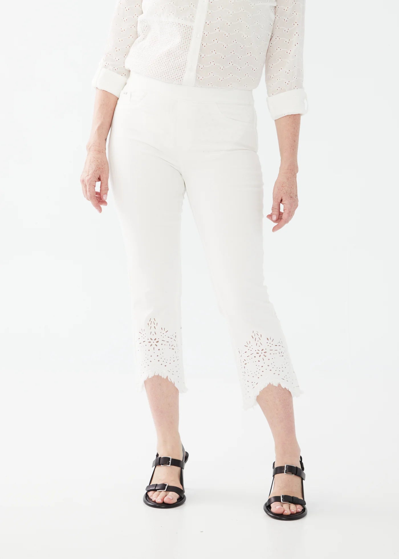 PULL-ON LACE CAPRI-Bottoms-FRENCH DRESSING JEANS-6-WHITE-Coriander