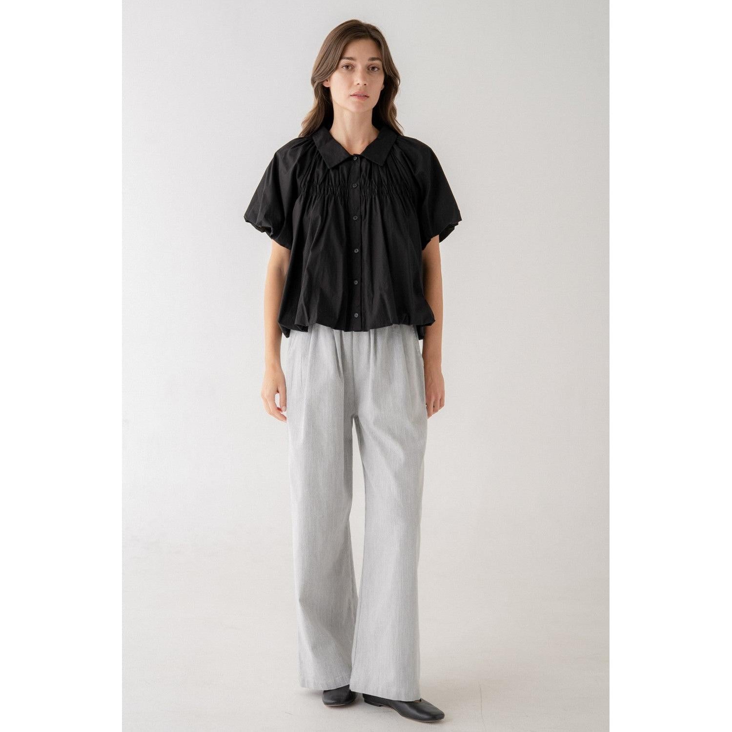 PULL ON TROUSERS | PLEATED-Bottoms-ELLE GREY-SMALL-GREY-Coriander