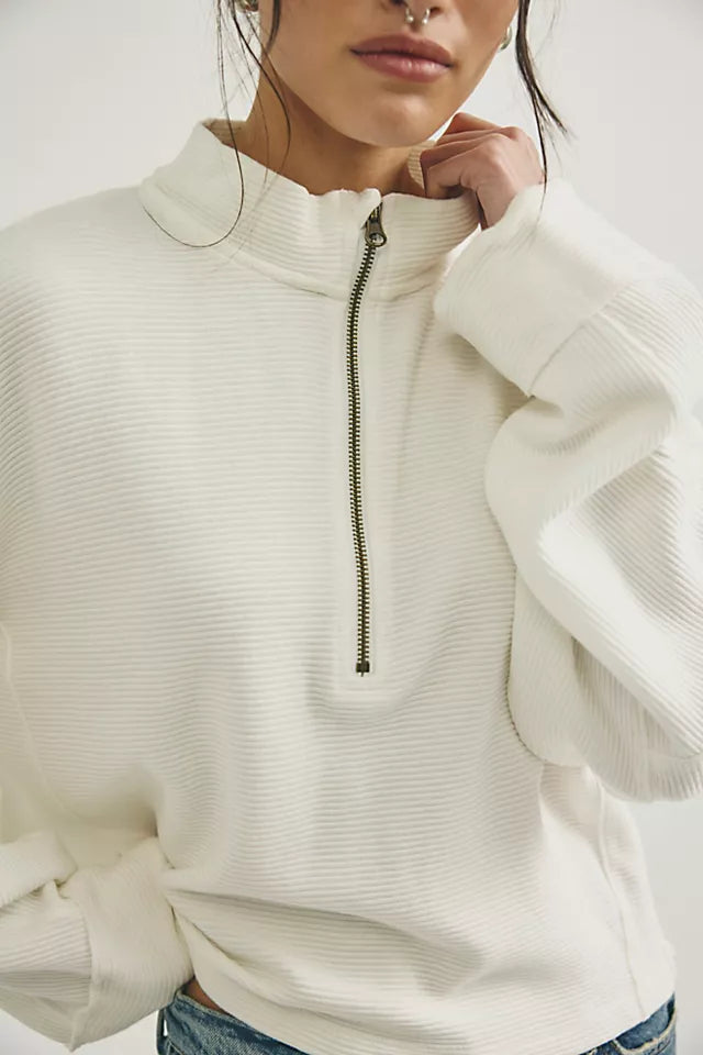PULLOVER | CELESTE QUARTER ZIP-Top-FREE PEOPLE-XSMALL-CLEAN IVORY-Coriander