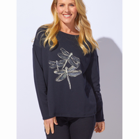 PULLOVER | DRAGONFLY FAMILY PULLOVER-Tops-ESCAPE-SMALL-Black-Coriander