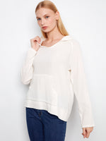 PULLOVER HOODIE | BUBBLE COTTON WITH KANGAROO POCKET-Jackets & Sweaters-CHARLIE B-SMALL-WHITE-Coriander