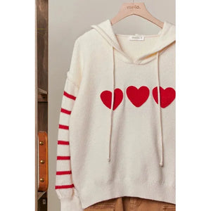 PULLOVER HOODIE | HEARTS & STRIPES-Jackets & Sweaters-MELLO-Coriander
