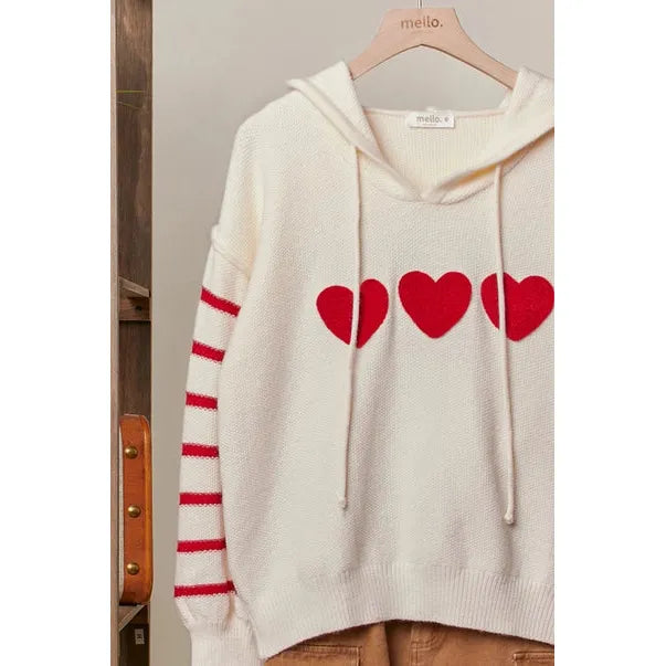 PULLOVER HOODIE | HEARTS & STRIPES-Jackets & Sweaters-MELLO-Coriander