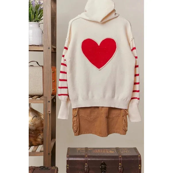PULLOVER HOODIE | HEARTS & STRIPES-Jackets & Sweaters-MELLO-Coriander