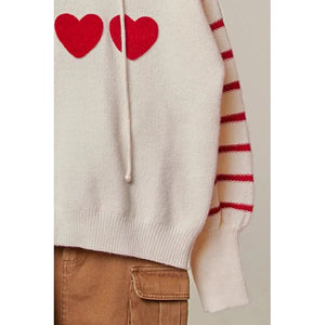 PULLOVER HOODIE | HEARTS & STRIPES-Jackets & Sweaters-MELLO-Coriander
