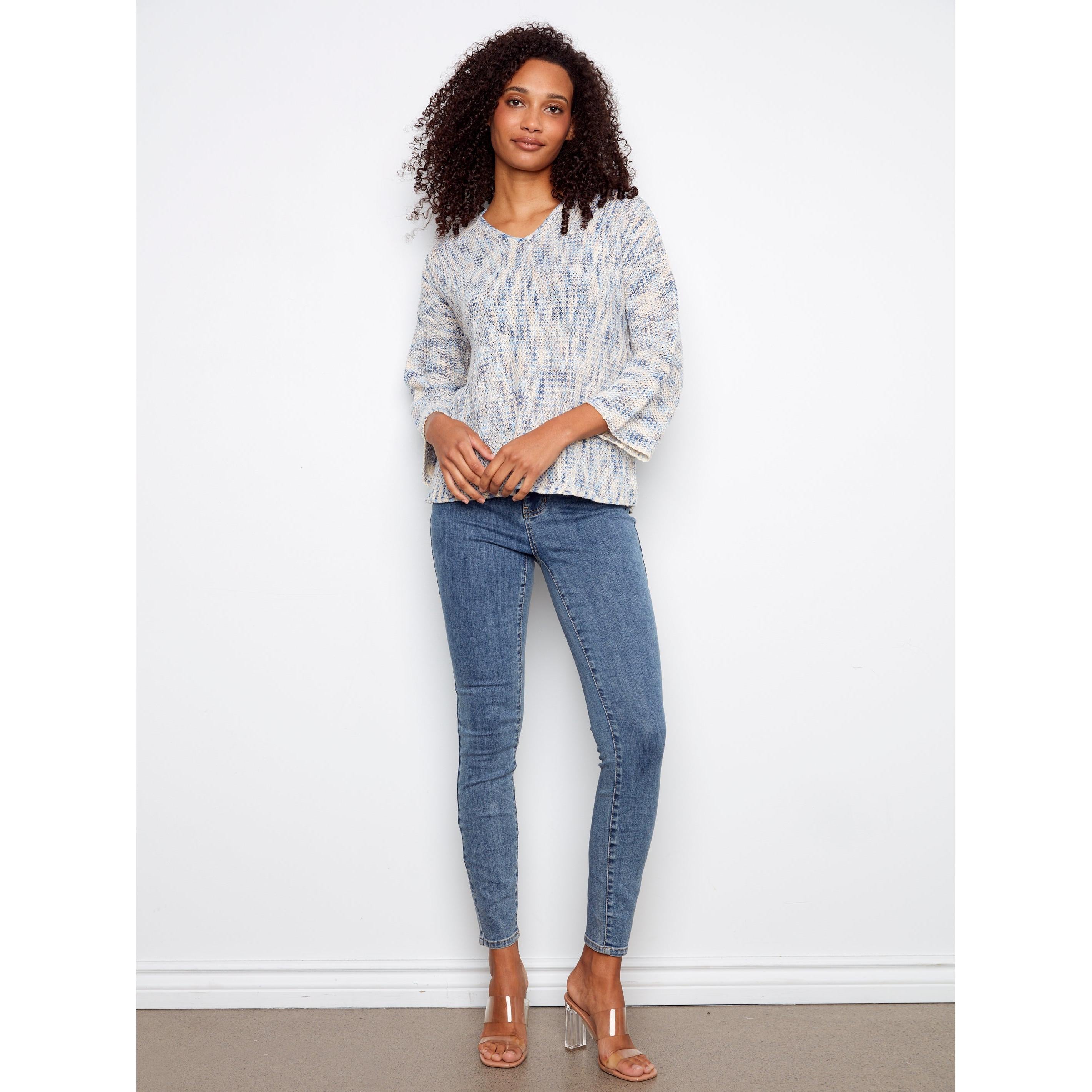 PULLOVER SWEATER | 3/4 SLEEVE DROP SHOULDER-Jackets & Sweaters-CHARLIE B-Coriander