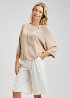 PULLOVER SWEATER | 3/4 SLEEVE-Jackets & Sweaters-ZAKET & PLOVER-XSMALL-ALMOND-Coriander