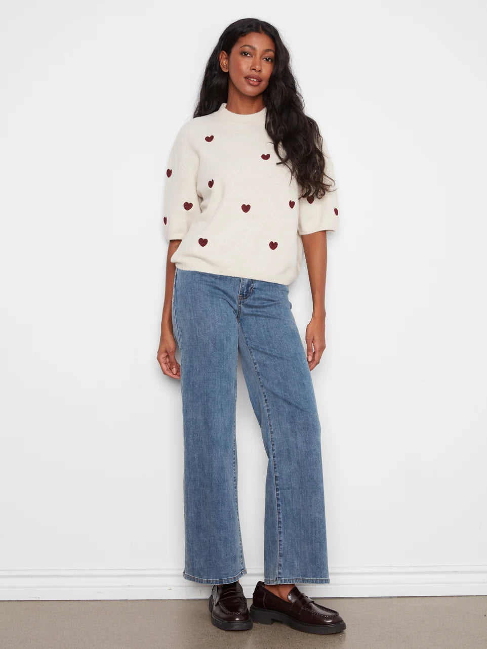 PULLOVER SWEATER | BALLOON SLEEVE & HEARTS