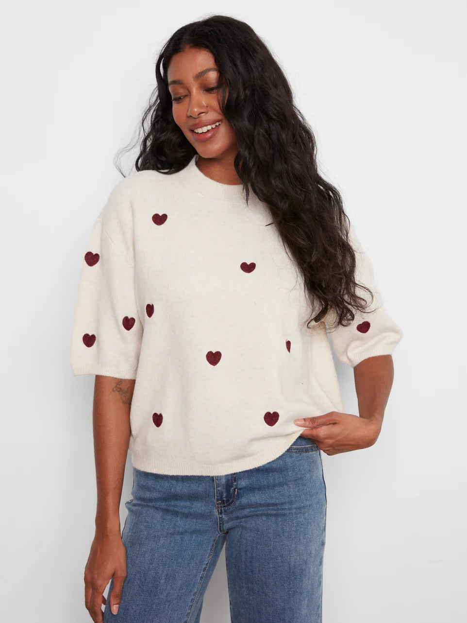 PULLOVER SWEATER | BALLOON SLEEVE & HEARTS