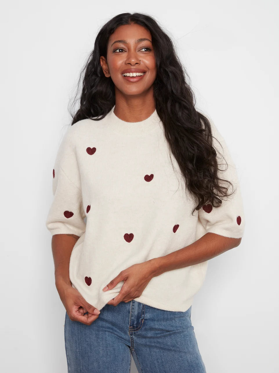 PULLOVER SWEATER | BALLOON SLEEVE & HEARTS