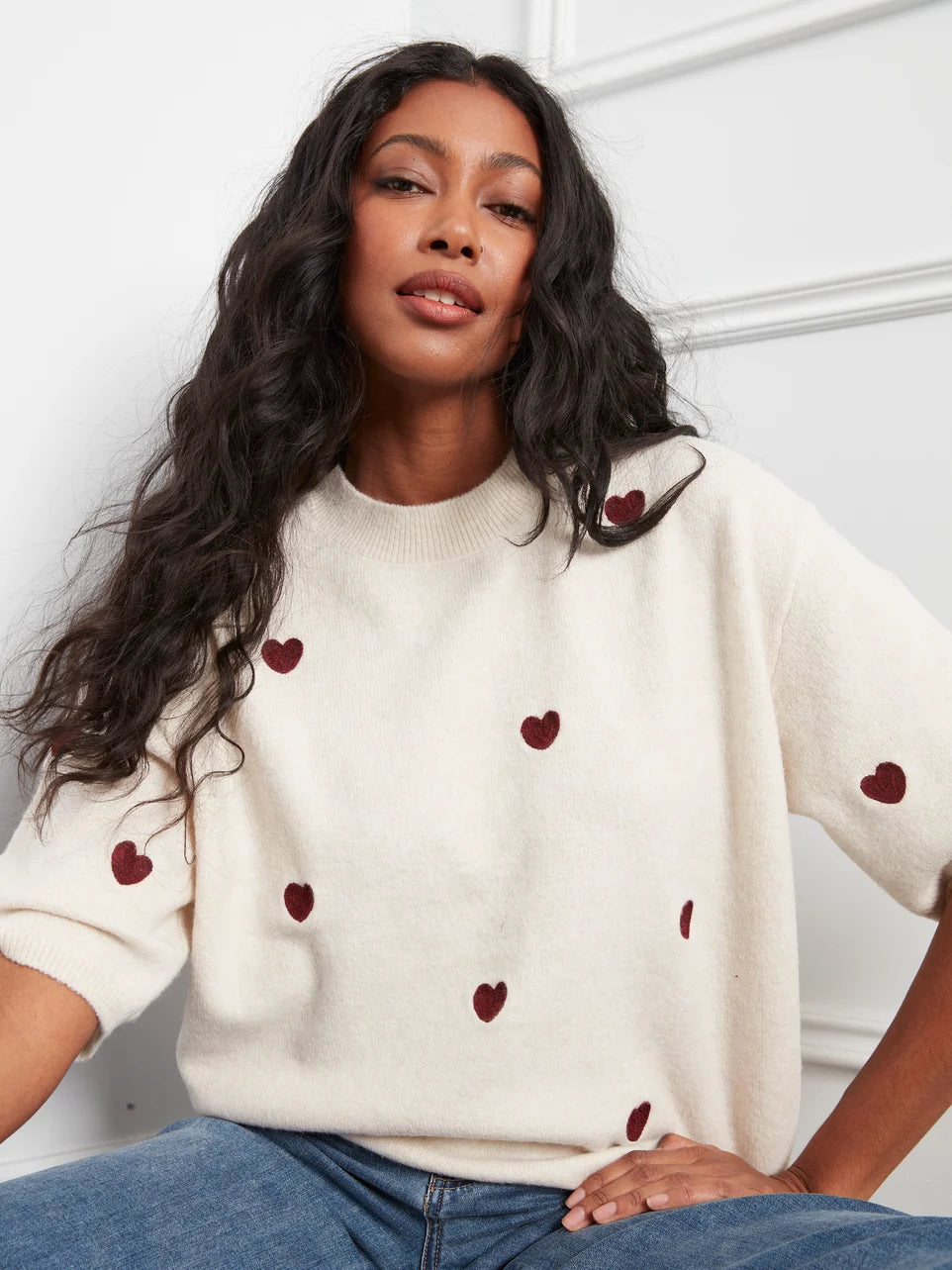 PULLOVER SWEATER | BALLOON SLEEVE & HEARTS