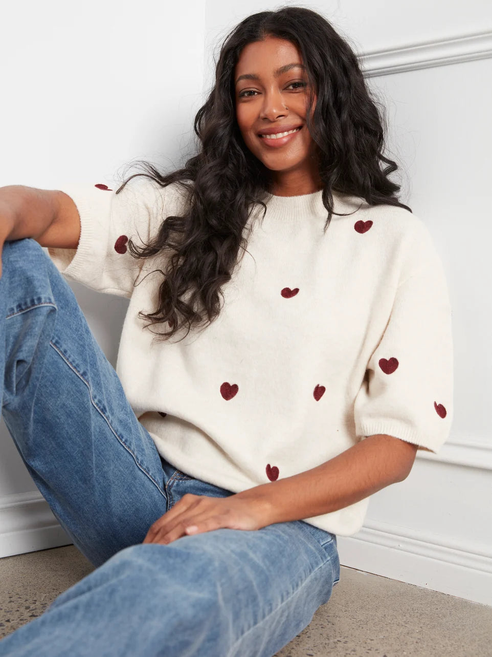 PULLOVER SWEATER | BALLOON SLEEVE & HEARTS