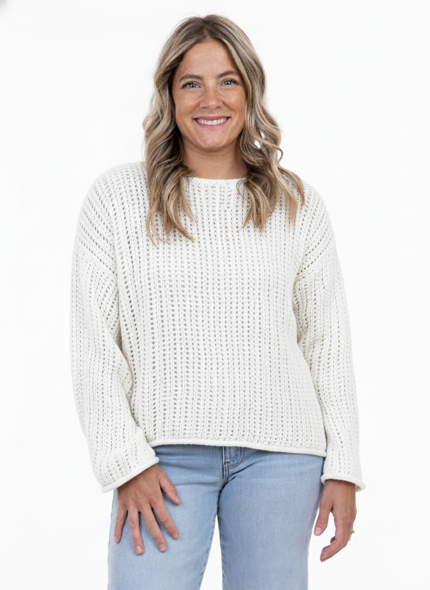 PULLOVER SWEATER | BELVA-Jackets & Sweaters-SHANNON PASSERO-SMALL-WHITE-Coriander