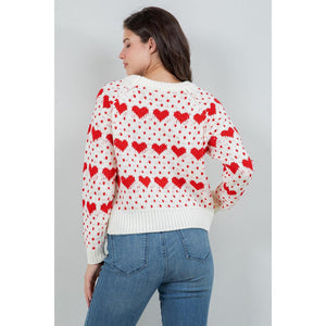 PULLOVER SWEATER | BIG & LITTLE HEARTS-Jackets & Sweaters-DREAMERS BY DEBUT-Coriander