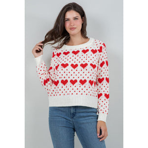 PULLOVER SWEATER | BIG & LITTLE HEARTS-Jackets & Sweaters-DREAMERS BY DEBUT-Coriander