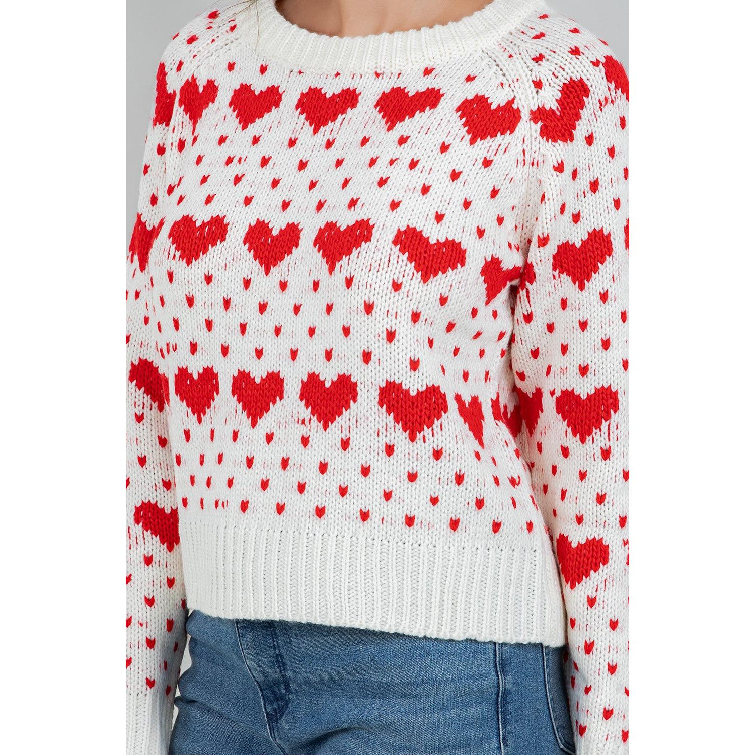 PULLOVER SWEATER | BIG & LITTLE HEARTS-Jackets & Sweaters-DREAMERS BY DEBUT-SMALL-MED-IVORY-Coriander