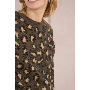 PULLOVER SWEATER | CHEETAH PRINT CREW NECK-Jackets & Sweaters-MOLLY BRACKEN-Coriander