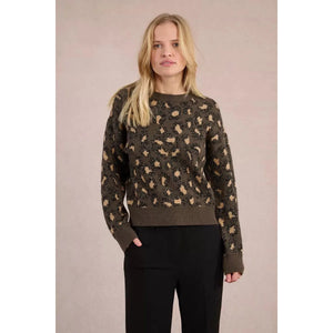 PULLOVER SWEATER | CHEETAH PRINT CREW NECK-Jackets & Sweaters-MOLLY BRACKEN-Coriander