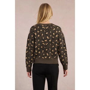 PULLOVER SWEATER | CHEETAH PRINT CREW NECK-Jackets & Sweaters-MOLLY BRACKEN-Coriander