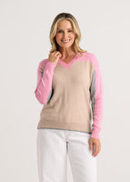 PULLOVER SWEATER | COLOUR THEORY V-NECK-Jackets & Sweaters-ZAKET & PLOVER-XSMALL-ALMOND-Coriander