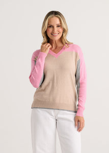 PULLOVER SWEATER | COLOUR THEORY V-NECK-Jackets & Sweaters-ZAKET & PLOVER-XSMALL-ALMOND-Coriander