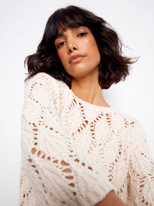 PULLOVER SWEATER | CROCHET 3/4 SLEEVE-Jackets & Sweaters-CHARLIE B-Coriander