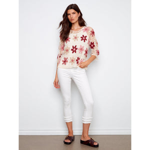 PULLOVER SWEATER | CROCHET FLOWERS-Jackets & Sweaters-CHARLIE B-Coriander