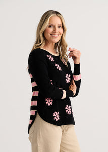 PULLOVER SWEATER | DAISY CHAIN-Jackets & Sweaters-ZAKET & PLOVER-XSMALL-BLACK-Coriander