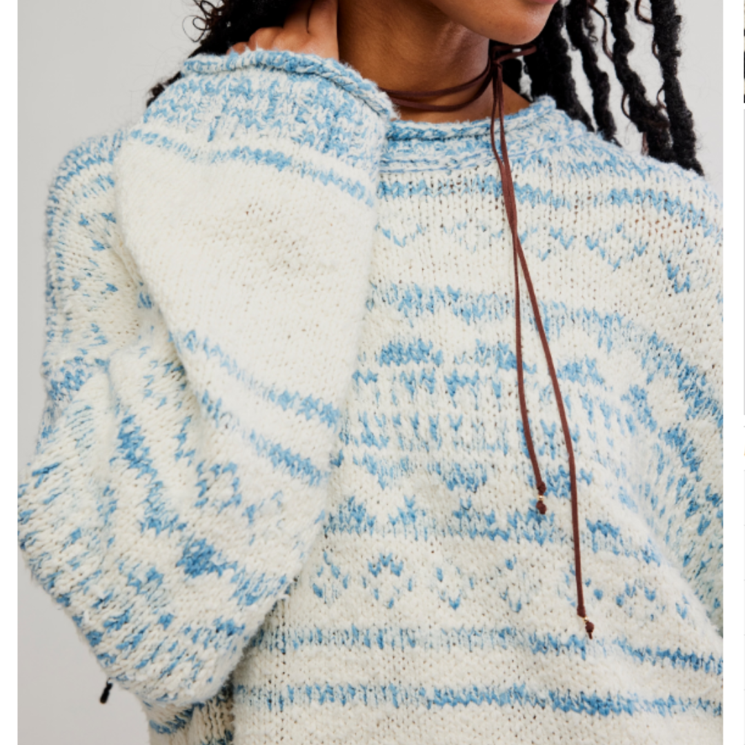 PULLOVER SWEATER | DANI PATTERNED-Jackets & Sweaters-FREE PEOPLE-SMALL-CLOUD COMBO-Coriander