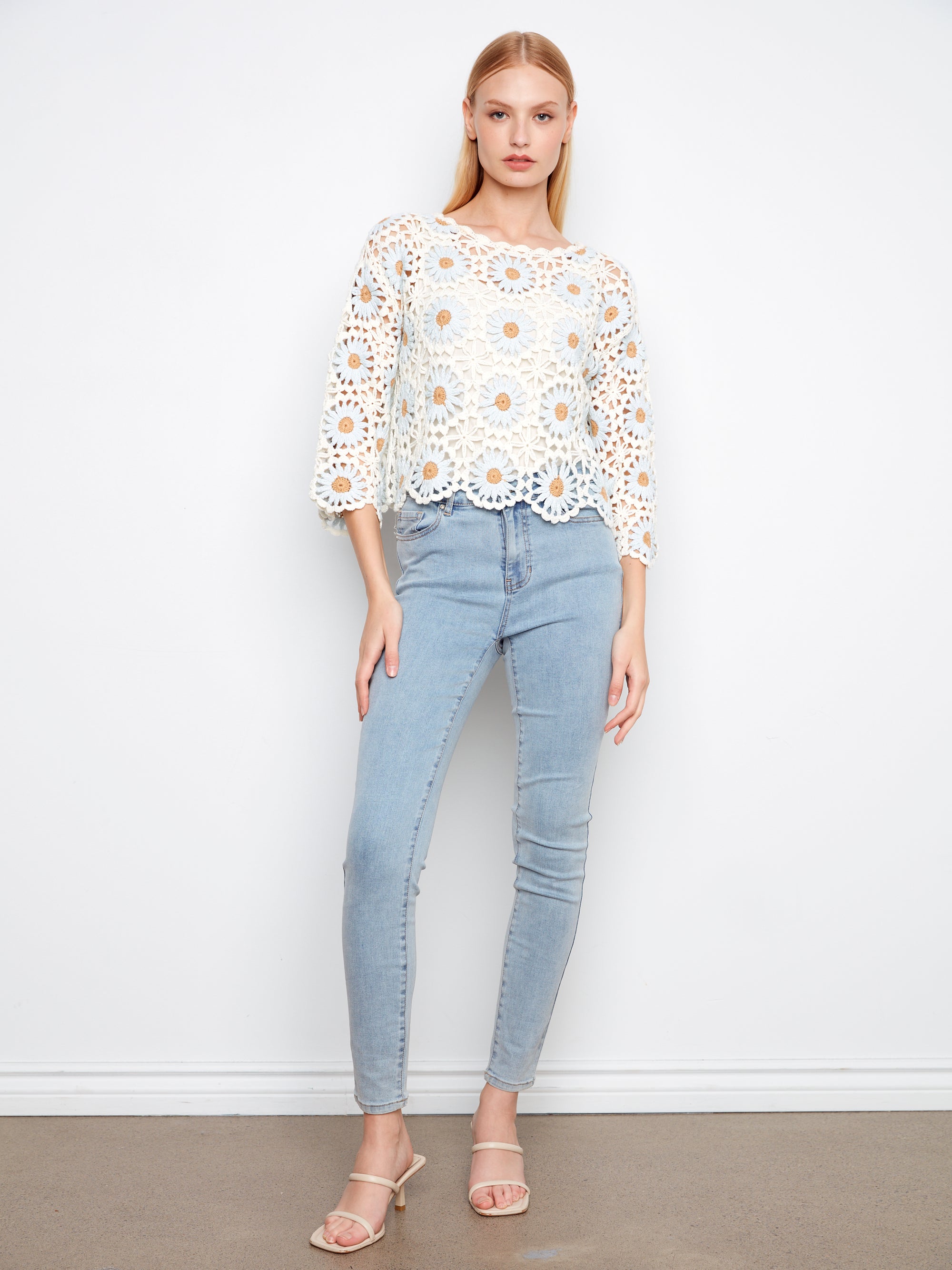 PULLOVER SWEATER | FLORAL HAND-CROCHET-Jackets & Sweaters-CHARLIE B-Coriander