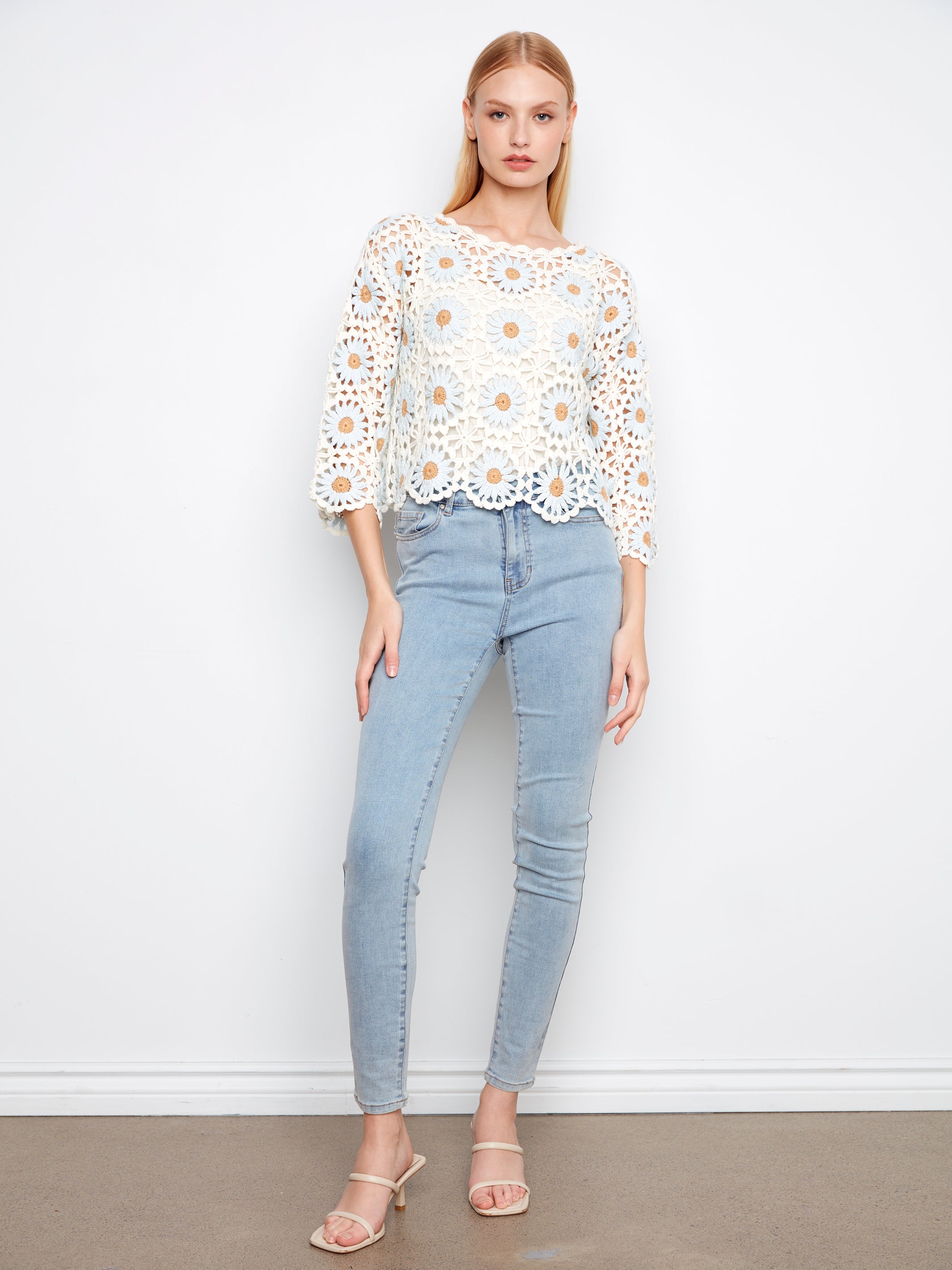PULLOVER SWEATER | FLORAL HAND-CROCHET-Jackets & Sweaters-CHARLIE B-Coriander