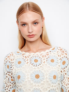 PULLOVER SWEATER | FLORAL HAND-CROCHET-Jackets & Sweaters-CHARLIE B-Coriander