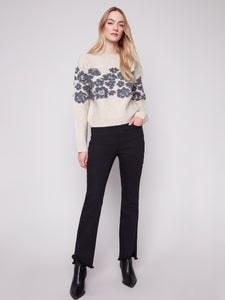 PULLOVER SWEATER | FLORAL JACQUARD CREW NECK-Jackets & Sweaters-CHARLIE B-Coriander