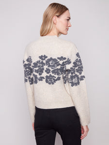 PULLOVER SWEATER | FLORAL JACQUARD CREW NECK-Jackets & Sweaters-CHARLIE B-Coriander