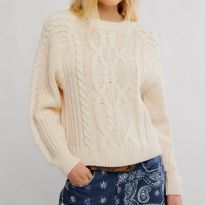 PULLOVER SWEATER | FRANKIE CABLE-Jackets & Sweaters-FREE PEOPLE-Coriander