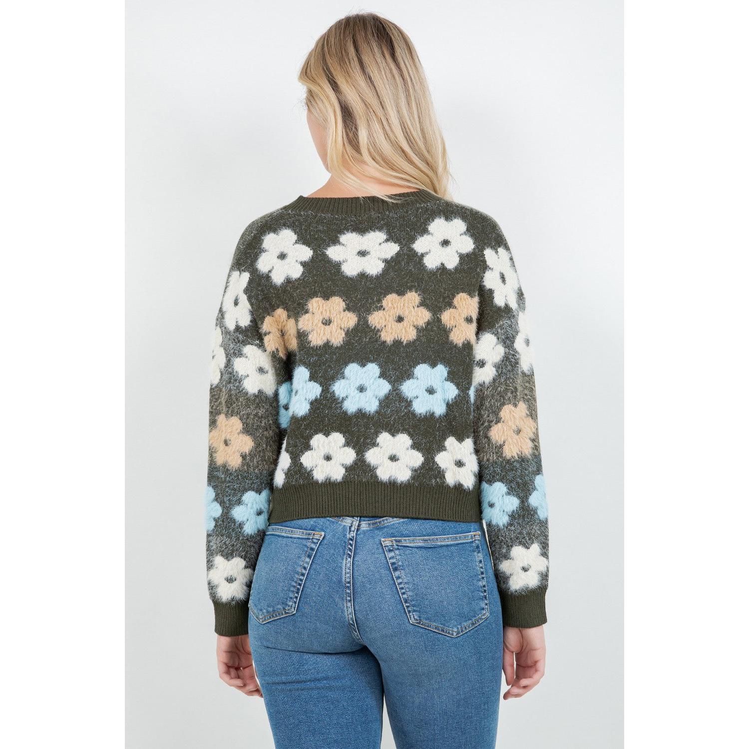 PULLOVER SWEATER | FUZZY DAISY-Jackets & Sweaters-DREAMERS BY DEBUT-Coriander