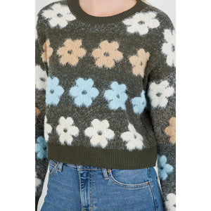 PULLOVER SWEATER | FUZZY DAISY-Jackets & Sweaters-DREAMERS BY DEBUT-SMALL-MED-OLIVE-Coriander