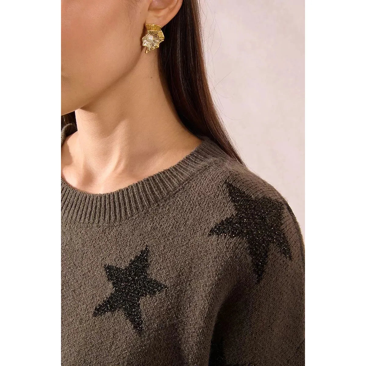 PULLOVER SWEATER | GLITTERY STARS-Jackets & Sweaters-MOLLY BRACKEN-Coriander