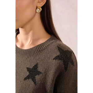 PULLOVER SWEATER | GLITTERY STARS-Jackets & Sweaters-MOLLY BRACKEN-Coriander