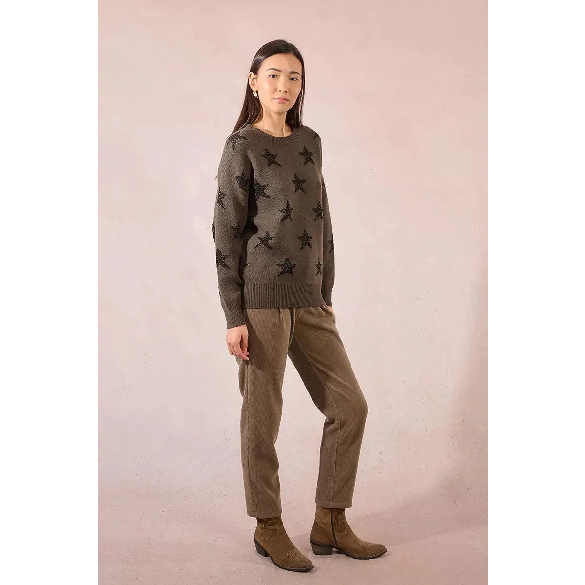 PULLOVER SWEATER | GLITTERY STARS-Jackets & Sweaters-MOLLY BRACKEN-Coriander