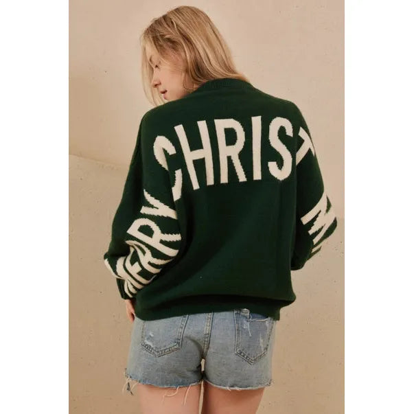 PULLOVER SWEATER | HO HO HO CHRISTMAS: GREEN-Jackets & Sweaters-MELLO-Coriander